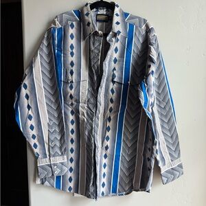 Panhandle Slim Western Aztec Stripe Snap Button Cowboy Shirt L Geometric Stripe